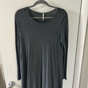 Gray T-Shirt Long Sleeve Dress